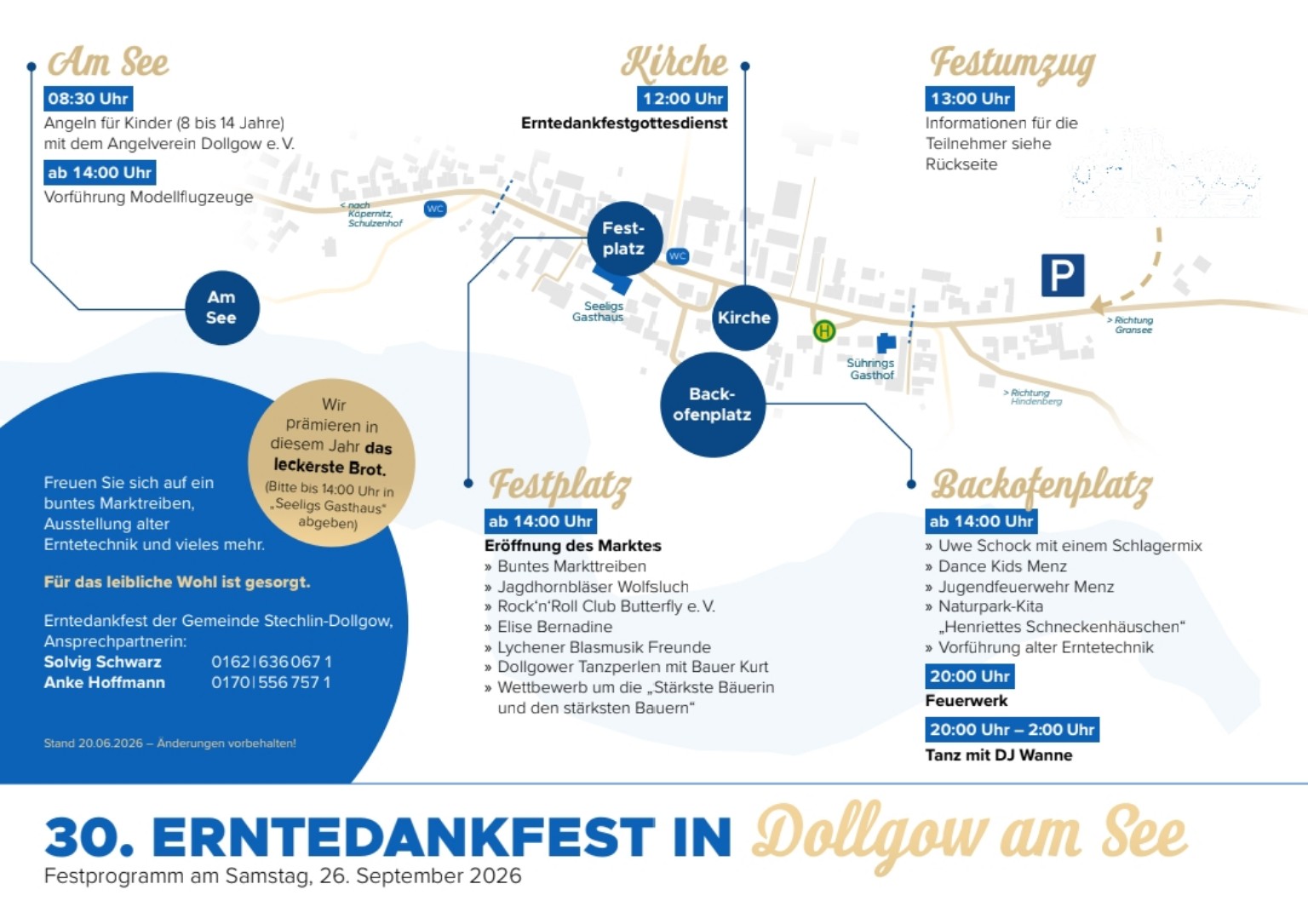 Programm und Lageplan des 30. Erntedankfests in Dollgow